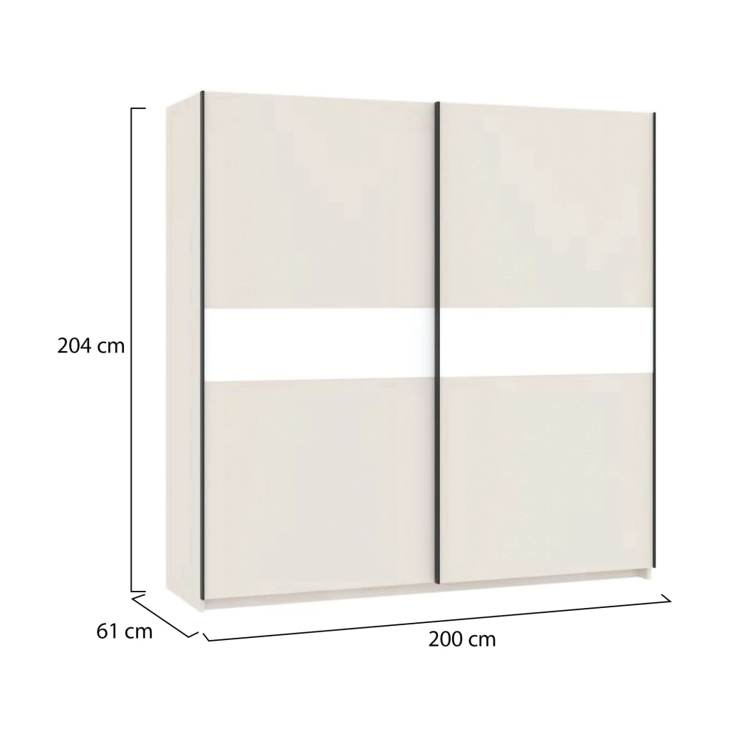 Armadio Camera da Letto Nalika, Guardaroba 2 Ante 2 Ripiani, 200x204h cm Beige Cashmere