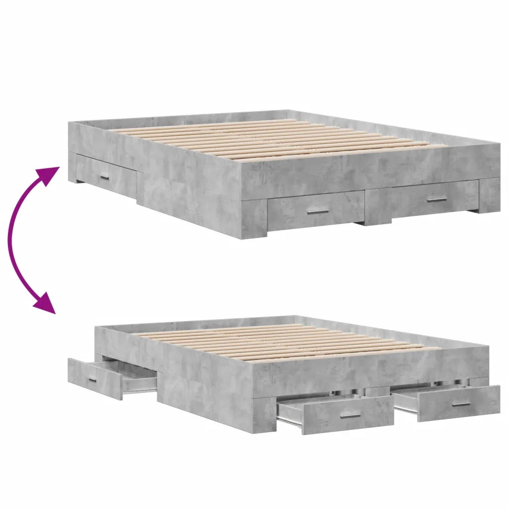 Giroletto Cassetti Grigio Cemento 120x190 cm Legno Multistrato