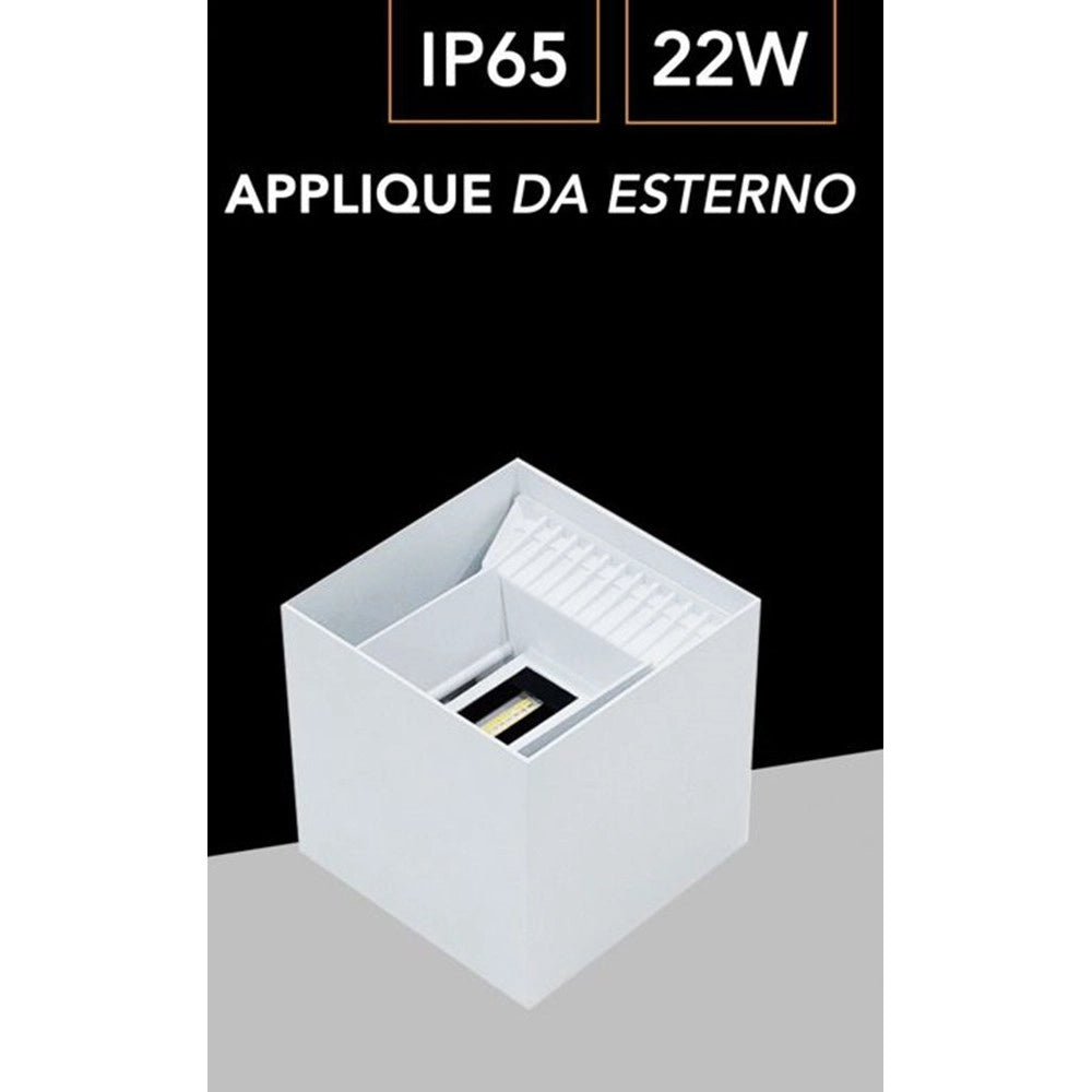 Trade Shop - Lampada Applique Led Muro 22w Doppia Emissione Cct 3in1 Luce Selezionabile Esterno Es66-3c -