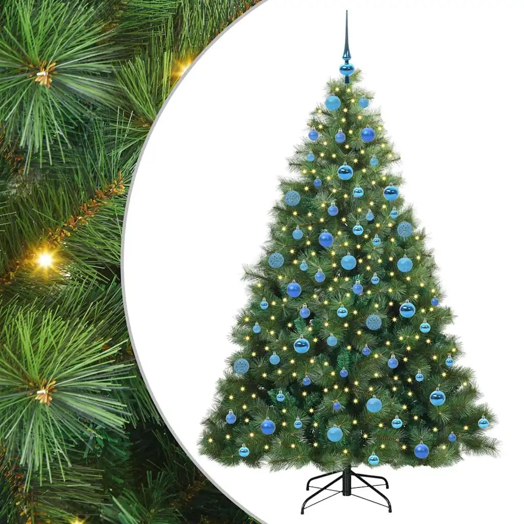 Albero di Natale Artificiale-Albero Natalizio con 300 LED Verde 180 cm PE e PVC 779492