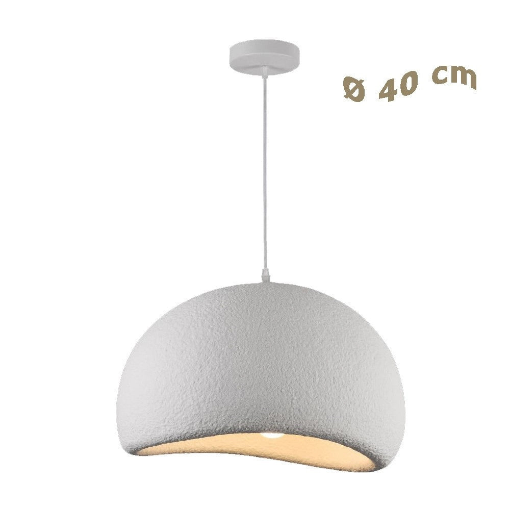 Trade Shop - Lampadario A Sospensione Soffitto Effetto Pietra Bianco ø40/50/60cm Attacco E27 Ip20 B16-b -