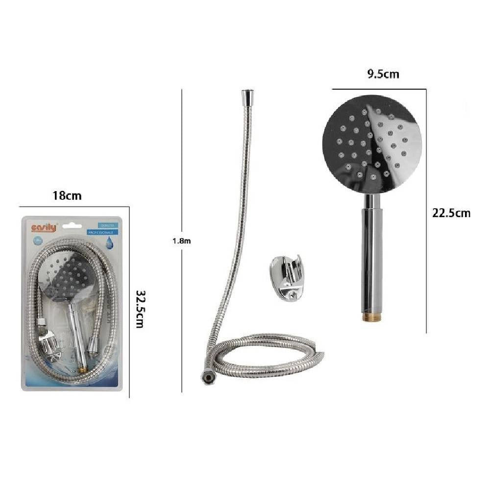 Trade Shop - Kit Doccetta Doccino Soffione Bagno Doccia Tondo Con Laccio 1,8 Mt Staffa 69338 -