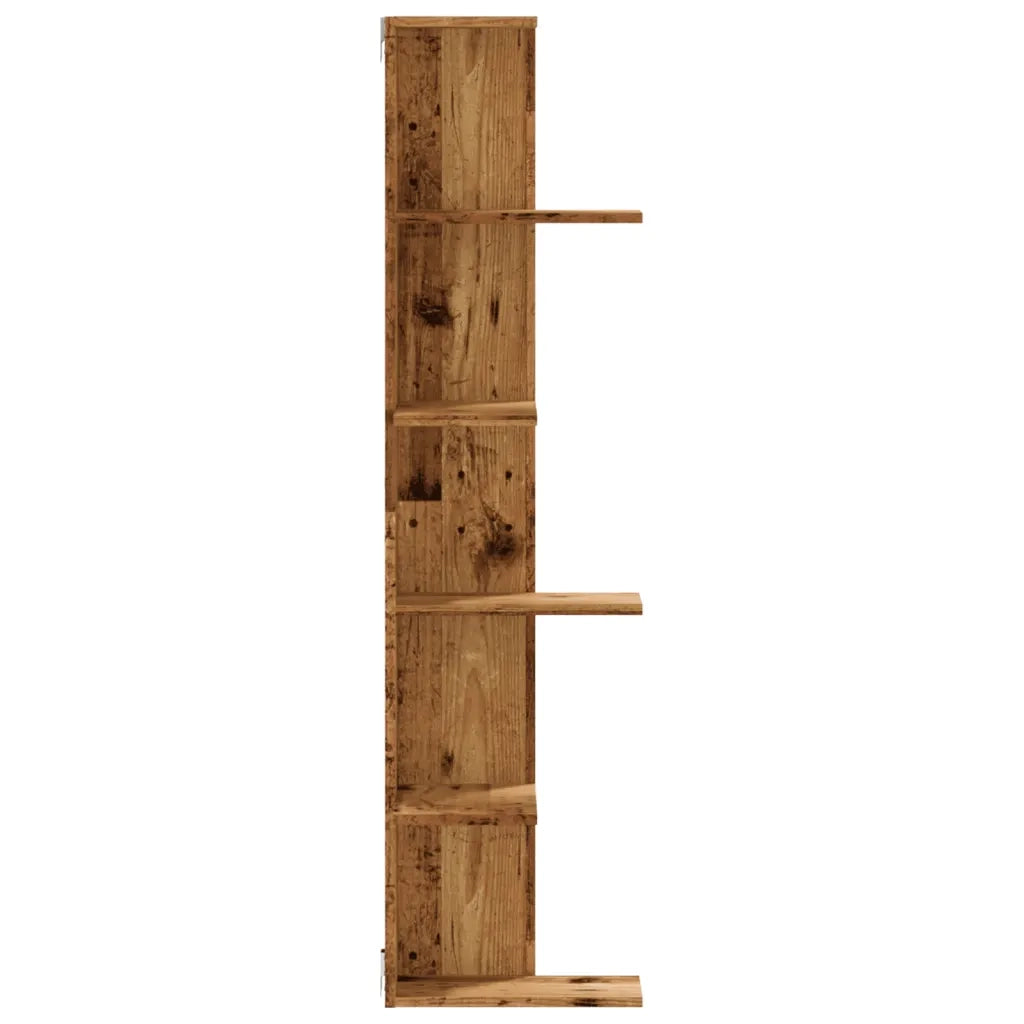 Scaffale Angolare Muro Legno Antico 36,5x36,5x140cm Multistrato