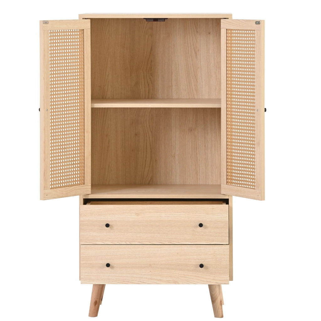 Madia 60x120x40 cm con 2 porte e 2 cassetti; pannello truciolare finitura rovere
