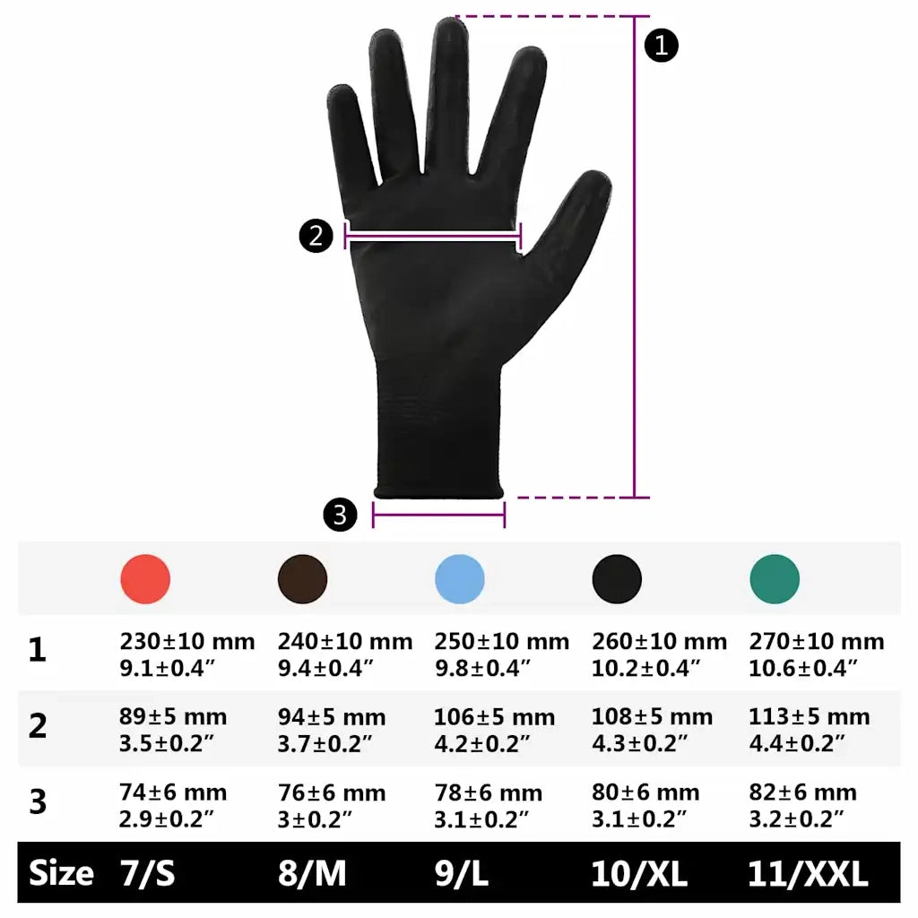 Guanti da Lavoro 24 pcs Nero 10 / xl Poliestere