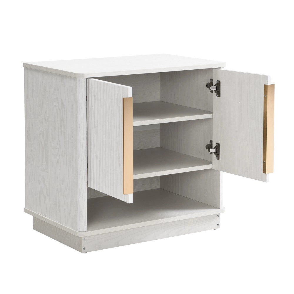 Scarpiera Moderna Bianca ¨C MINIMAL ¨C 2 Ante, Ripiano Aperto, Legno, 60x40x61 cm