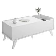 Tavolino da salotto Alexius, Tavolo basso da caffè, Portariviste per divano, Ripiano da soggiorno, 99x60 h41 cm, Bianco