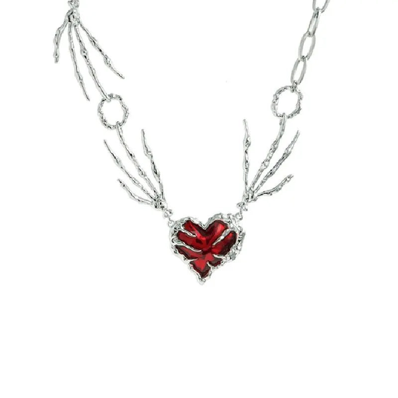 Collana con ciondolo a forma di cuore rosso fatto a mano, regalo di Natale o compleanno.