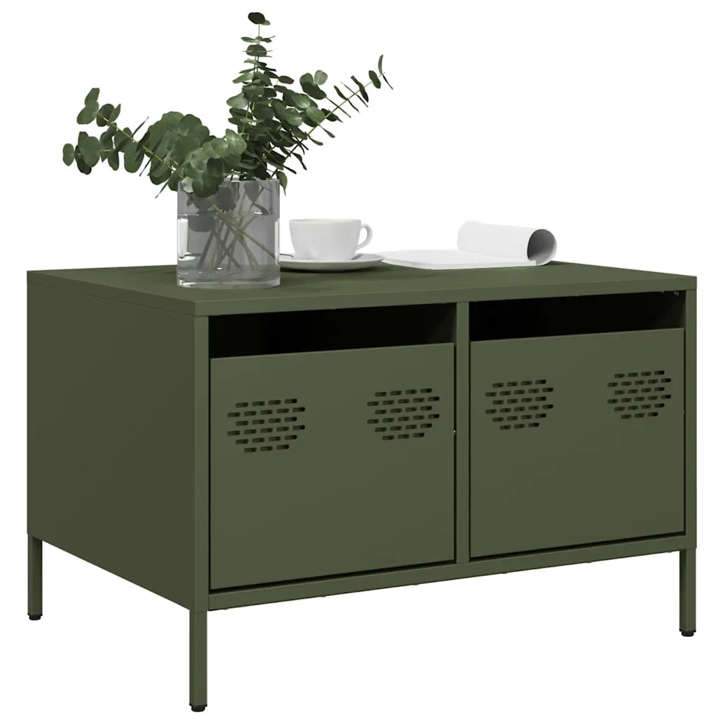 Mobile TV Verde Oliva 68x50x43,5cm in Acciaio Laminato a Freddo