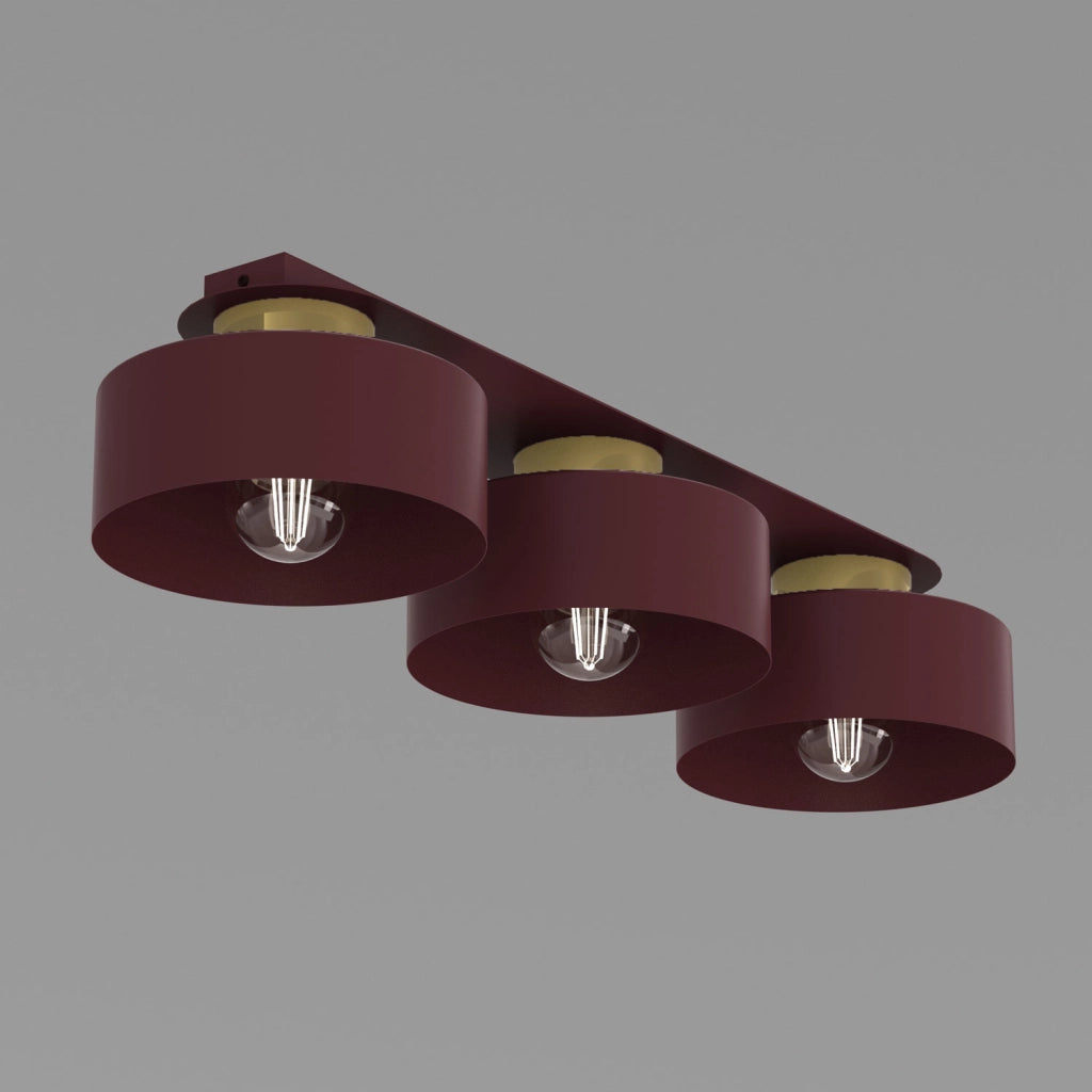 Lampada da soffitto a barra Marti 3xE27 bordeaux oro
