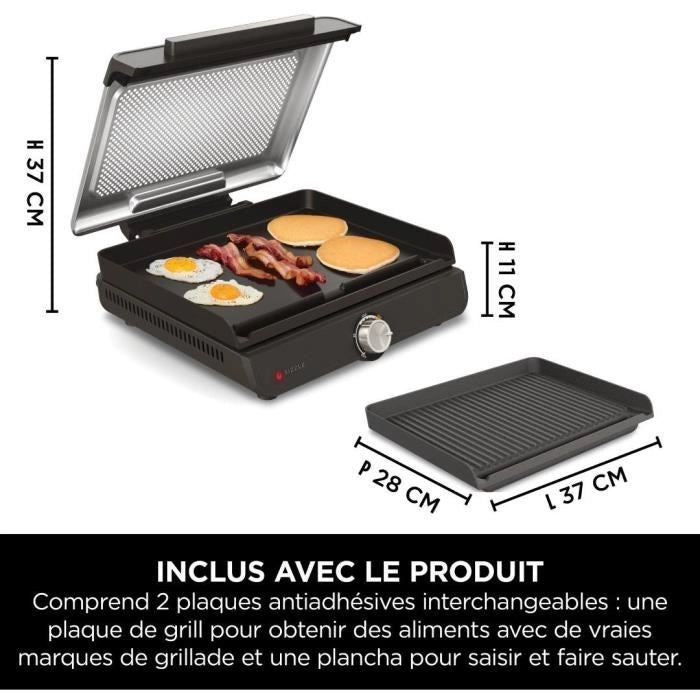 Griglia e plancha da interno - NINJA - Sizzle GR101EU - 34 x 8 x 13,5 cm - Nero