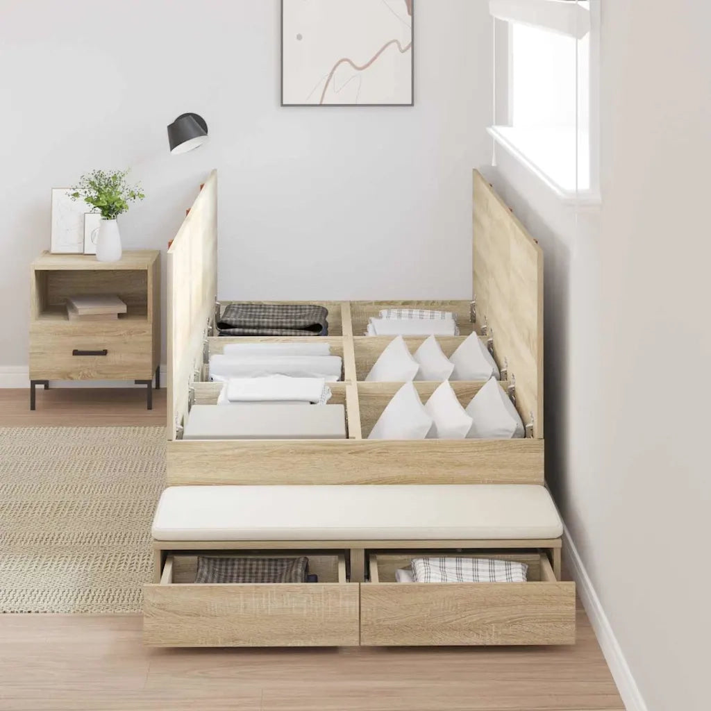 Struttura letto con contenitore Rovere Sonoma 80 cm 3335599