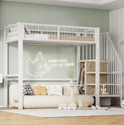 Letto a soppalco per bambini 90x200 cm bianco con armadio