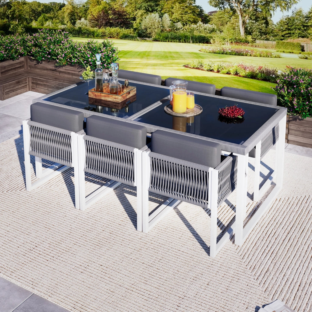 Set Pranzo da Giardino 6 Posti con Poltrone e Cuscini ¨C MINIMAL ¨C Polyrattan