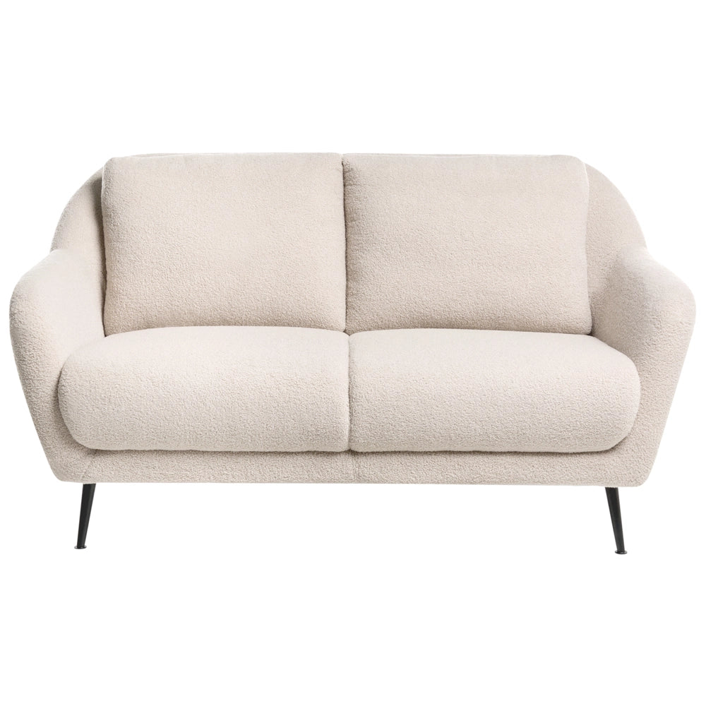 Divano 2 posti Boucle beige Gambe nere in ferro con braccioli Seduta spessa Stile moderno Soggiorno