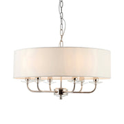 Lampadario Nixon 6 luci E14 nichel con paralume Endon