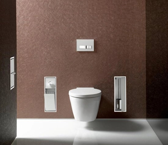 Modulo di installazione per wc - Supporto per carta igienica e spazzola per il bagno - Argento - 809 mm - Cassetto bagno apribile a spinta
