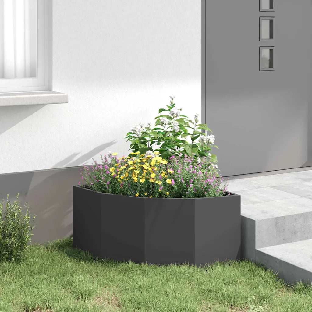 Vaso d'angolo Nero 60 x 60 x 35 cm Acciaio