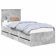 Letto singolo | Letto per adulti | Struttura del letto con cassetto Grigio cemento 75 x 190 cm