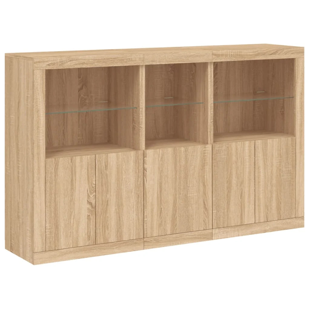 Buffet credenza cassettiera armadio mobile contenitore organizer per cucina soggiorno salotto con luci LED Sonoma 162 x 37 x 100 cm marrone 02_0029941