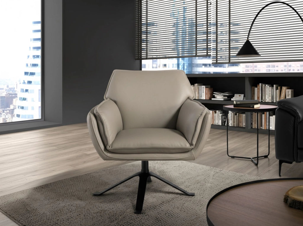 Poltrona girevole in pelle grigio scuro