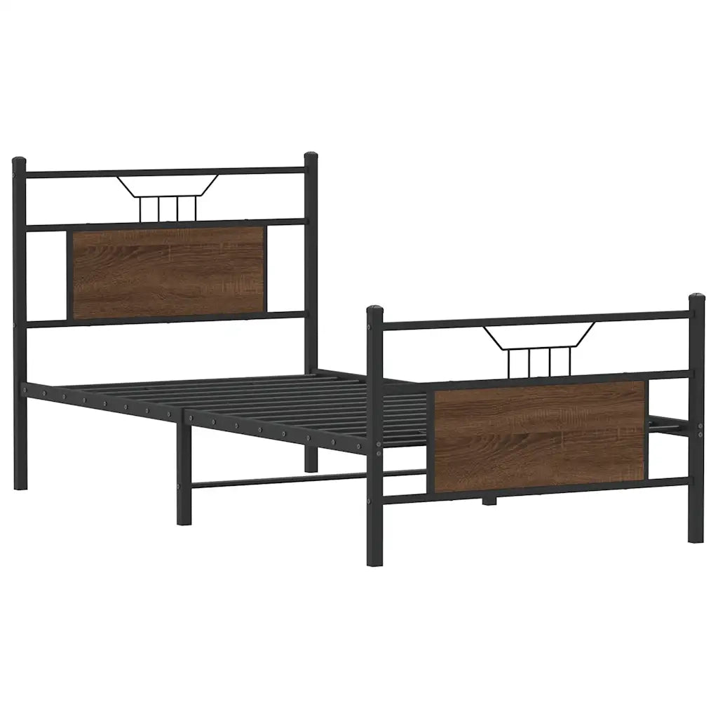 Letto singolo | Letto per adulti | Giroletto senza Materasso Rovere Marrone 90x190cm in Truciolato