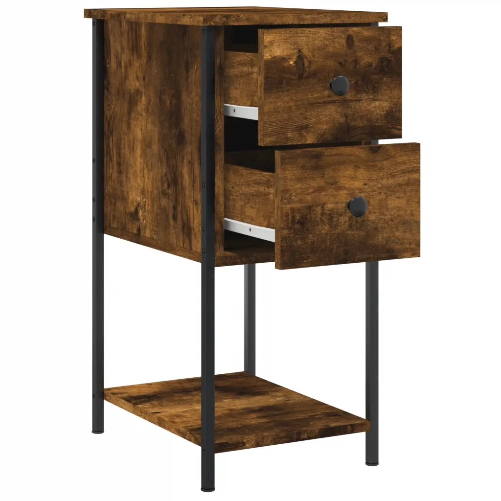Comodini 2 pz Rovere Fumo 32x42x70 cm in Legno Multistrato 826098