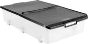 Cassa di archiviazione a doppio sportello 63 L con maniglie e ruote - Realizzata con materiali riciclati al 100% - Senza BPA - Nero - 45 x 78 x 18 cm