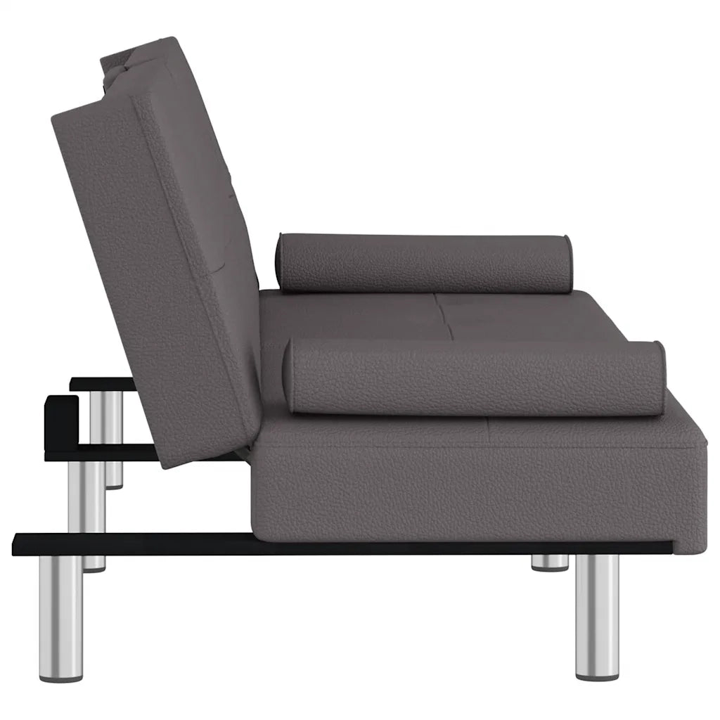 Divano letto | Sof¨¤ letto | Letto singolo con Portabicchieri in Similpelle Grigio