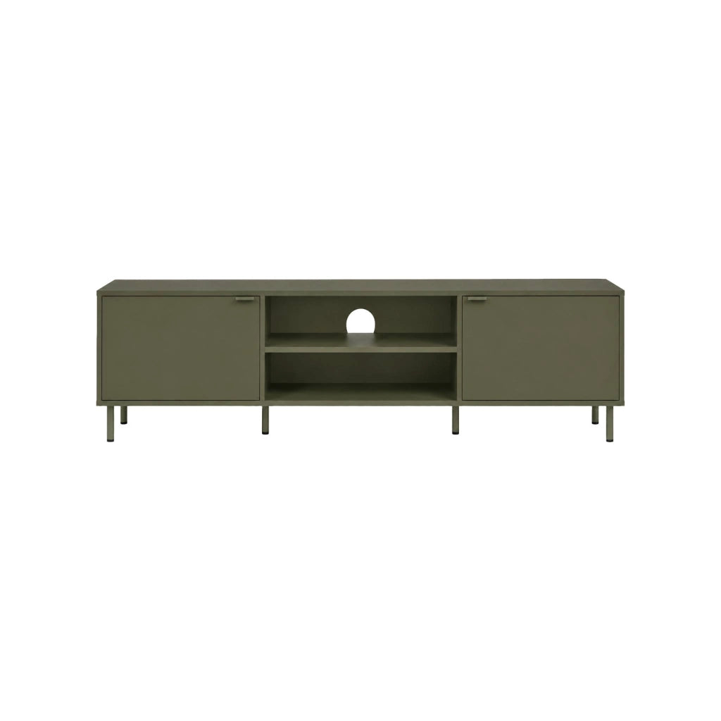Mobile tv decorativo in legno e metallo, 160 cm, verde kaki