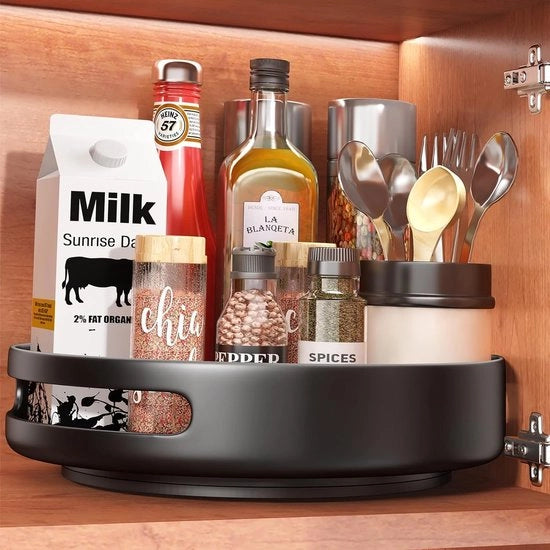 Organizzatore per Spezie 360° Rotativo Tavolo Girevole per Cucina, Organizzatore per Cassetta, Organizzatore Metallico Rotante, Cassetta per Cucina, Dimensioni: 25,4 cm x 25,4 cm x 5 cm