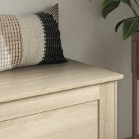 Cassapanca in Legno, Cassapanca Porta Giocattoli, con Cerniera di Sicurezza, per Soggiorno, 80 x 40 x 45 cm, Legno Naturale