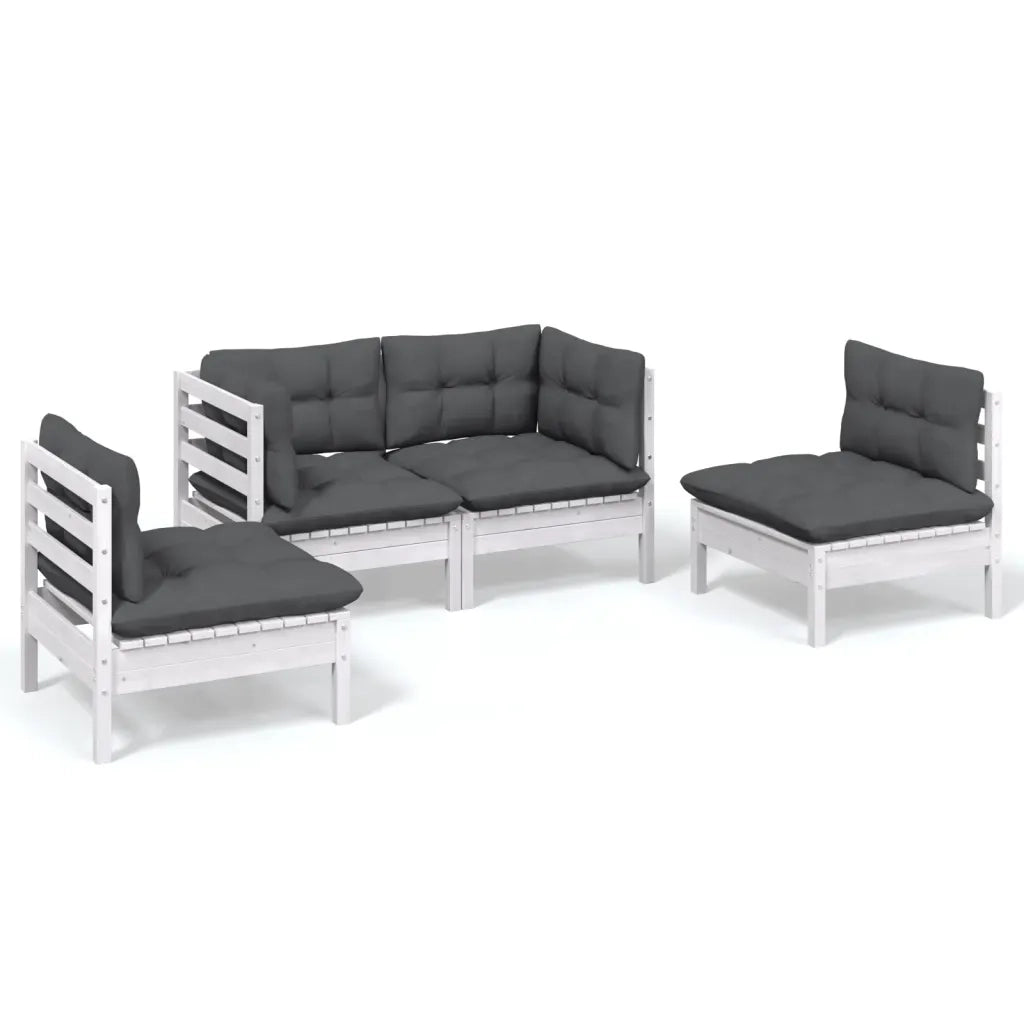 Set Salotto da Giardino 4 pz con Cuscini Legno Massello di Pino 3096173