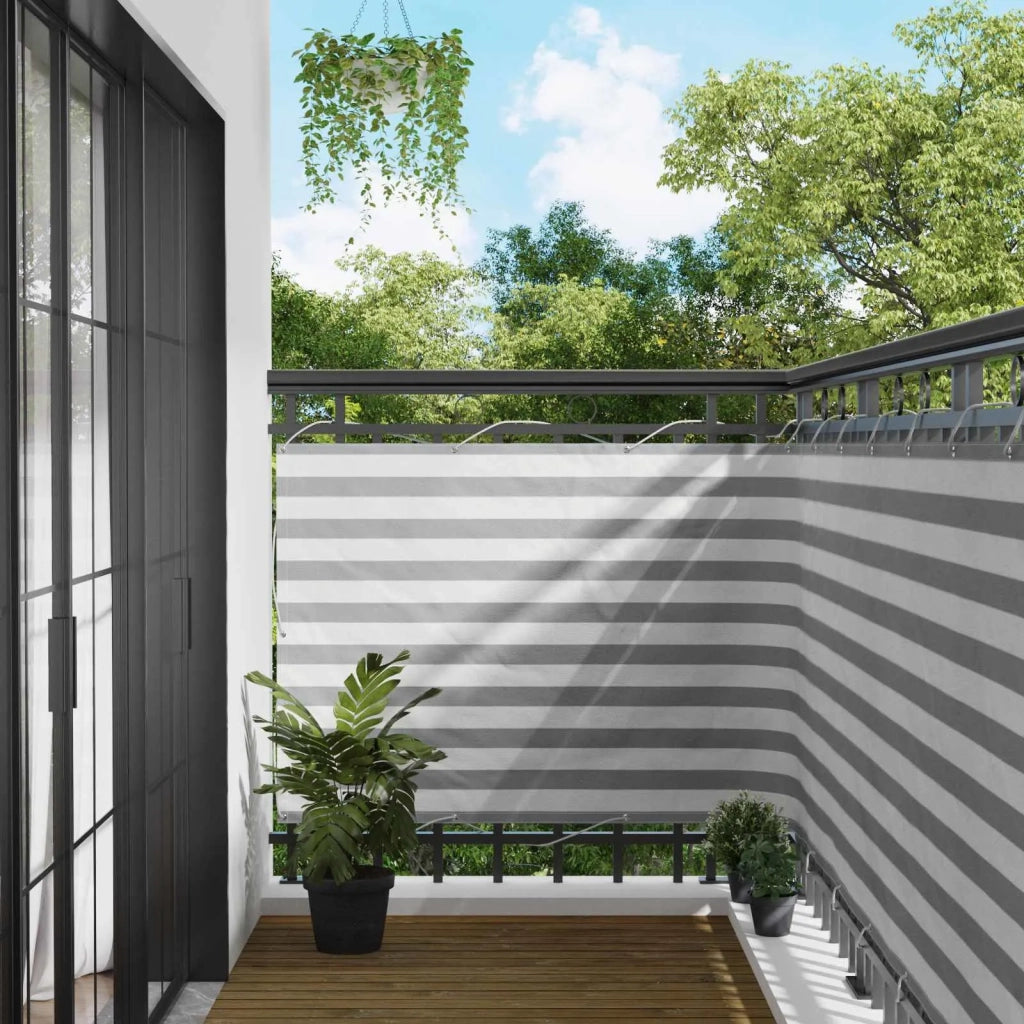Schermo da balcone | Paravento da Balcone Grigio chiaro e bianco 110 x 1000 cm