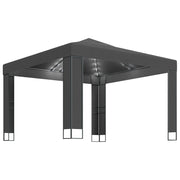 Gazebo | Pergolato con Tetto Doppio e Stringa di Luci LED 3x3 m Antracite