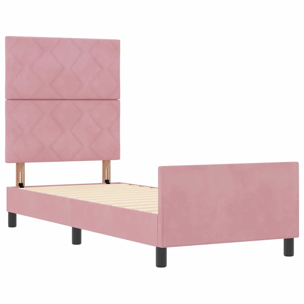 Letto a molle con testiera Rosa 80 x 200 cm Velluto