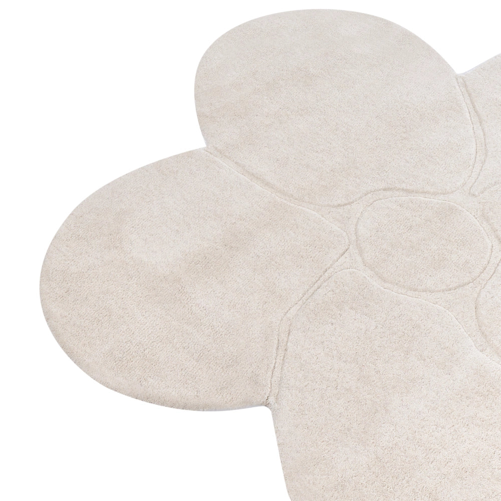 Tappeto in lana a forma di fiore beige chiaro 140 x 140 cm camera da letto cameretta