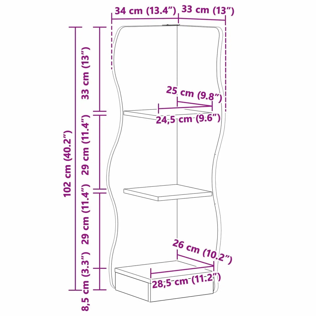 Mensola angolare Grigio Cemento 34 x 33 x 102 cm 899939