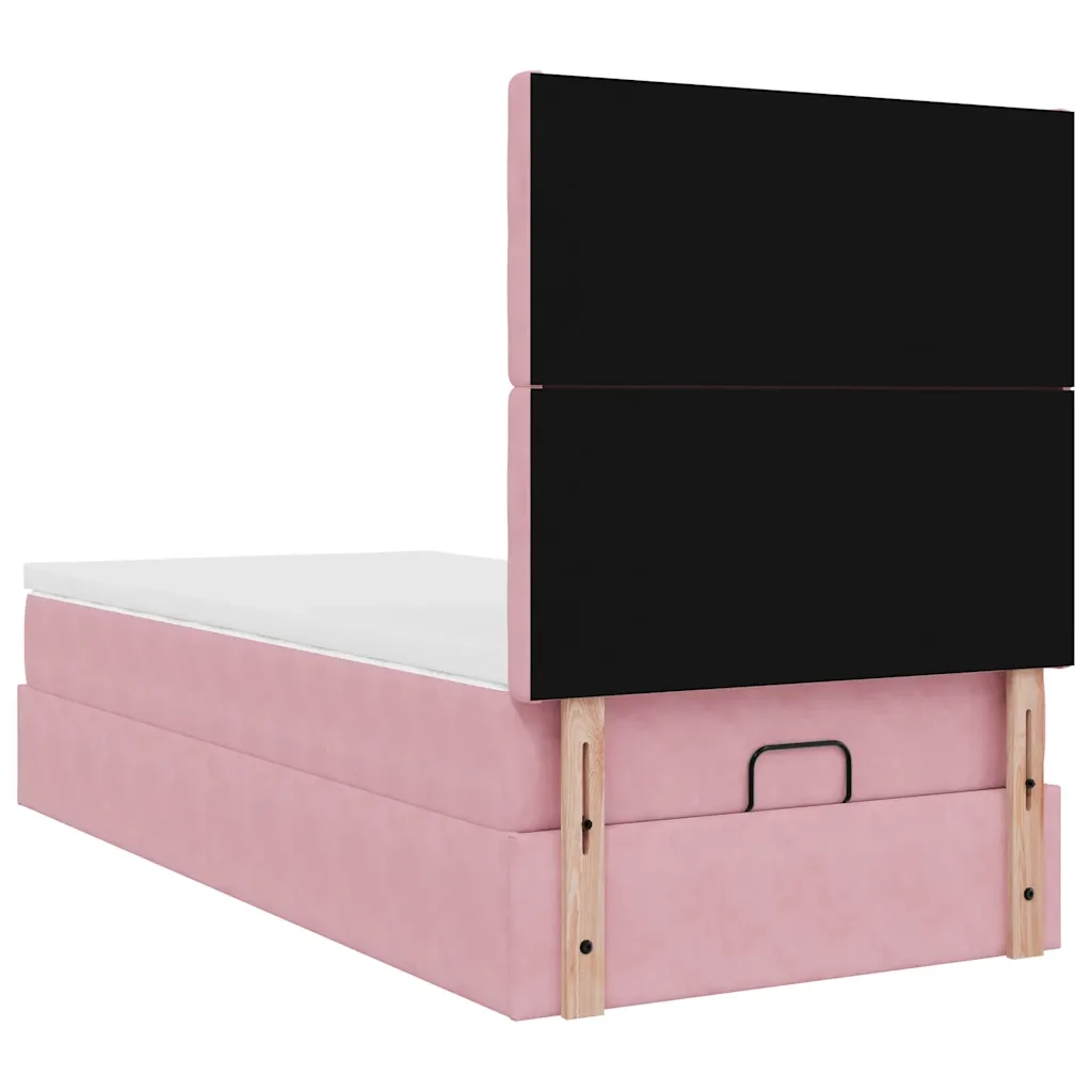 Struttura Letto Pouf con Materassi Rosa 90x190 cm in Velluto 3313588