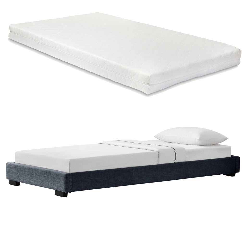 Corium Struttura Letto Imbottito con Materasso a Schiuma Fredda 90 x 200 cm Letto Singolo con Rivestimento in Tessuto con Materasso Anallergico - Grigio Scuro