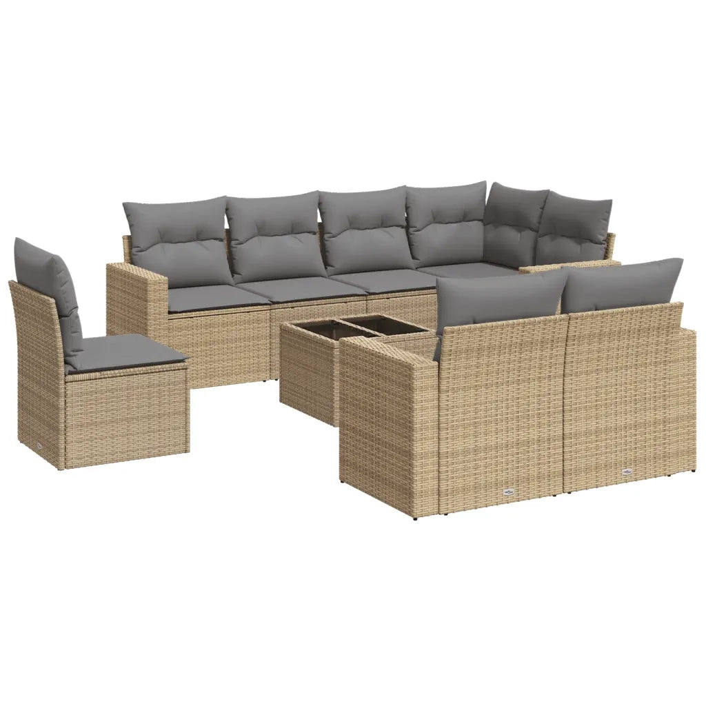 Set Divano da Giardino 9 pz con Cuscini Beige in Polyrattancod mxl 89447