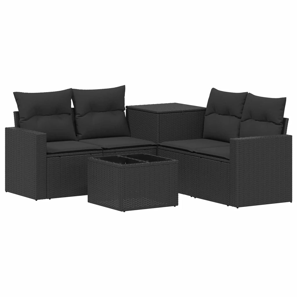 Set di divani 6 pz Nero Rattan sintetico e Acciaio 3447388