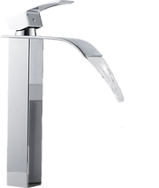 ROSA | Rubinetto da bagno premium a cascata alta cromato | miscelatore Hotel Gastro Premium per lavabo freestanding - in acciaio inox con bocca alta