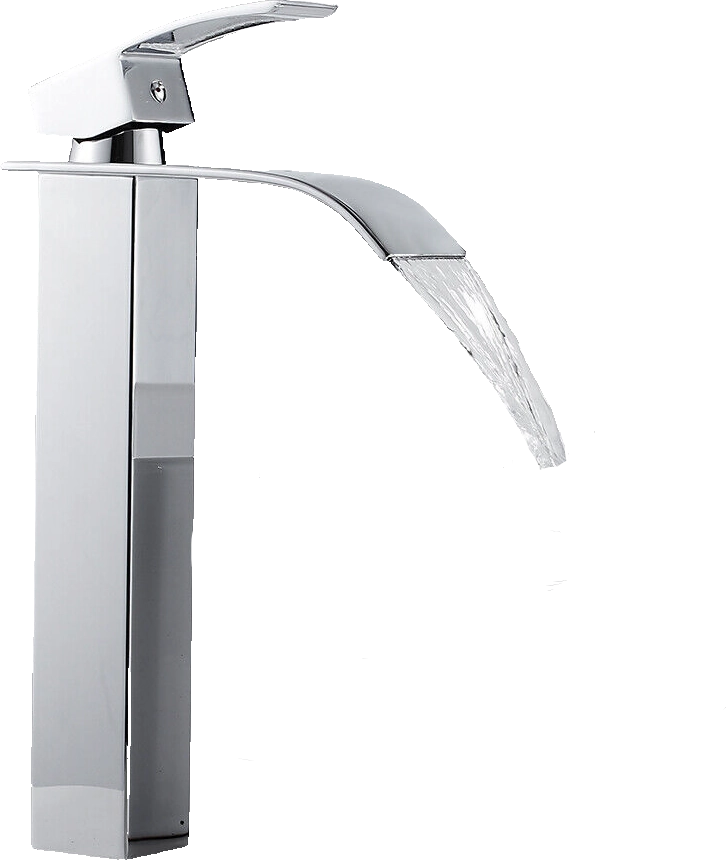 ROSA | Rubinetto da bagno premium a cascata alta cromato | miscelatore Hotel Gastro Premium per lavabo freestanding - in acciaio inox con bocca alta