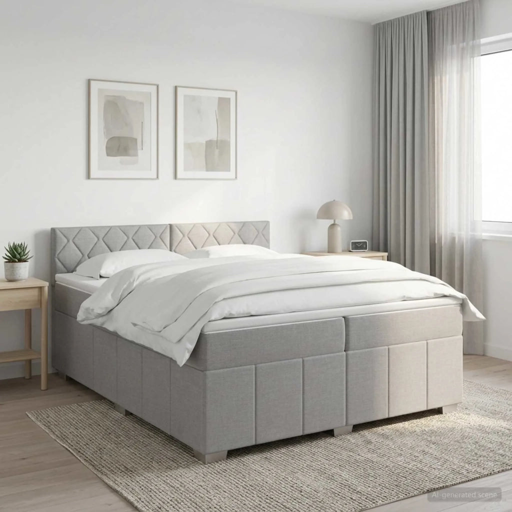 Letto box spring con materasso Grigio Chiaro 200 x 200 cm 3452761