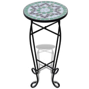 Elegante tavolino rotondo da esterno 30 x 30 x 60 cm in ceramica verde 02_0045847