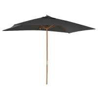 Ombrellone da Giardino 2x3m in Legno e Bambù con 8 Stecche e Copertura in Poliestere, Grigio Scuro