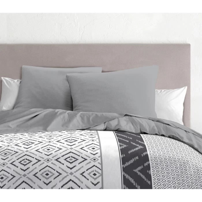 Set di 2 federe - HOME LINGE PASSION - 63 x 63 cm - Grigio chiaro