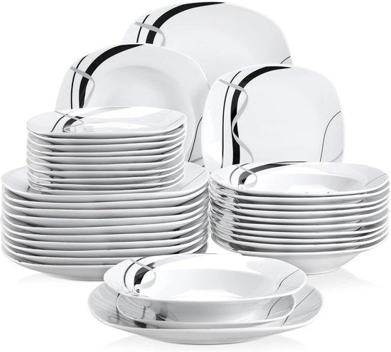 Set di Tavola in Cotto da 36 pezzi per 12 persone - Design Moderno e Stilistico