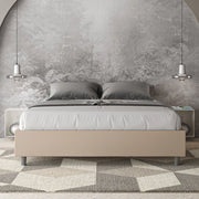 Letto matrimoniale francese contenitore imbottito 140x210 similpelle tortora Azelia